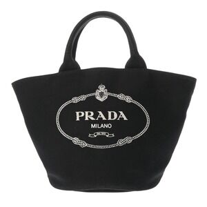 Prada Canapa Handbag Black Canvas Tote Bag